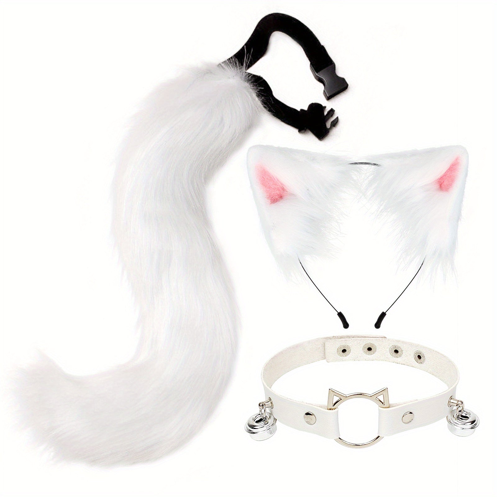 Cat Ears Cat Tail Set Fox Cosplay Cat Tail Accessories Strap Cat Ear Hair Hoop