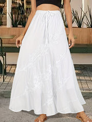 Embroidered Drawstring Waist Skirt for Beach Wear