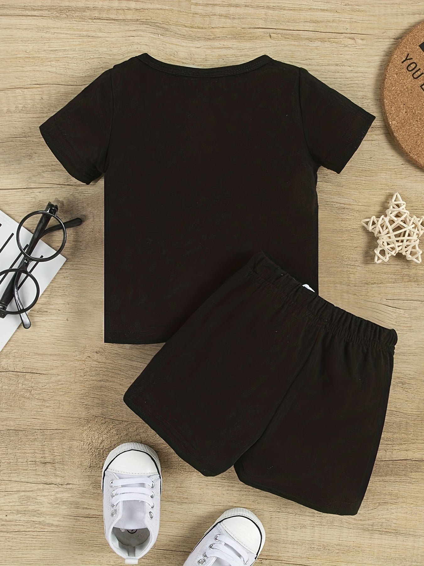 Baby Boy's Love Print Block Tee Top & Shorts Set
