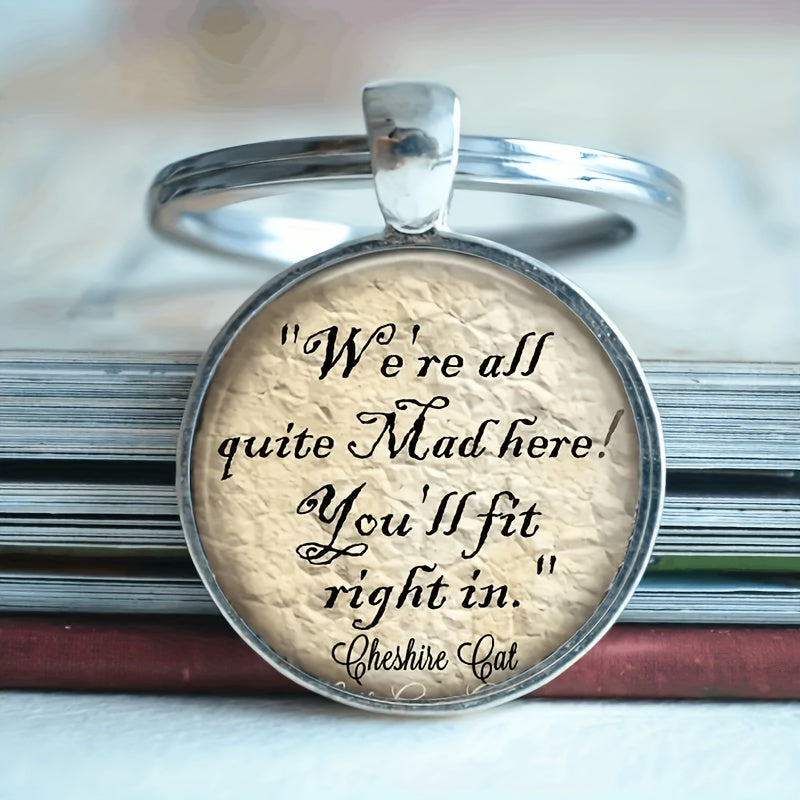 Vintage English Handwriting Keychain Necklace Bag Charm Accessories