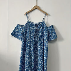Plus Size Random Print Cold Shoulder Dress