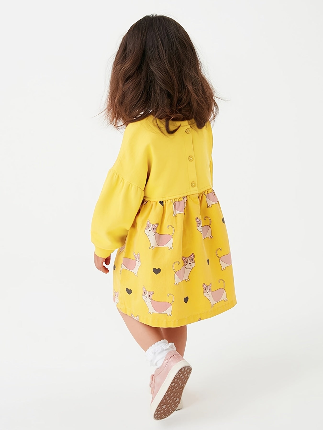 Toddler Girls' Dogs Graphic Long Sleeve Princess Dress