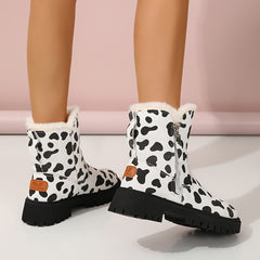 Cow Pattern Winter Snow Boots Warm Comfortable Anti Slip Thickened Bottom