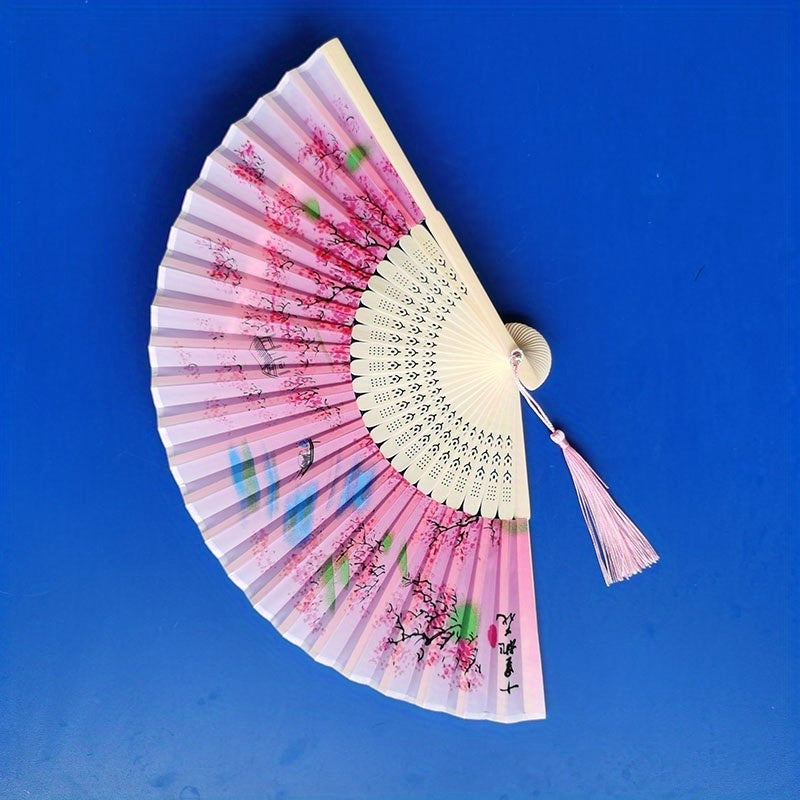 Silk Folding Fan Plum Blossom Bamboo Wedding Prom Decoration