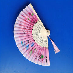 Silk Folding Fan Plum Blossom Bamboo Wedding Prom Decoration