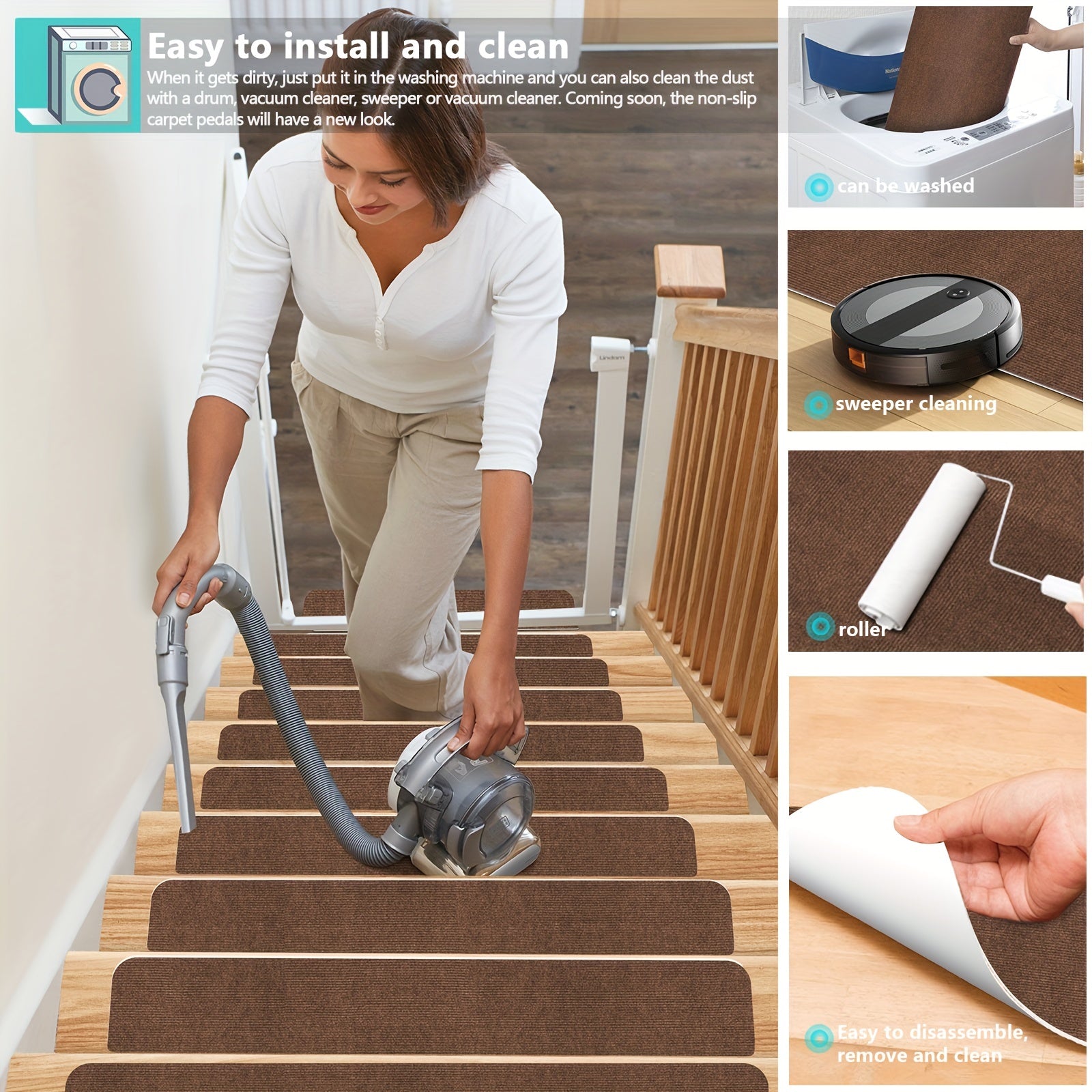 Non Slip Stair Rugs Soft Washable Stair Carpet Runner For Hall