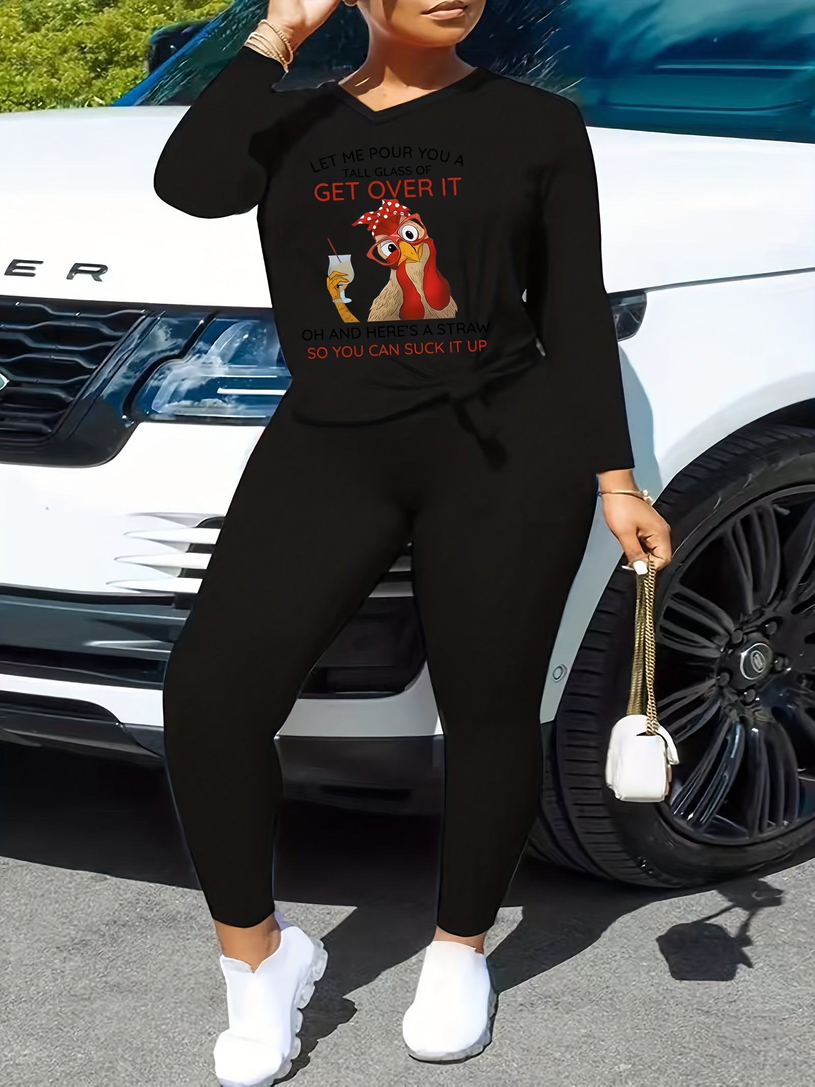 Women's Plus Animal Print Long Sleeve Top & Leggings Set