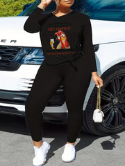 Women's Plus Animal Print Long Sleeve Top & Leggings Set