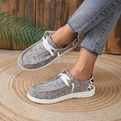 Cow Print Canvas Lace Up Loafers