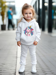 OERYUI Naughty Unicorn Print Hooded Pullover Pants Set For Sports