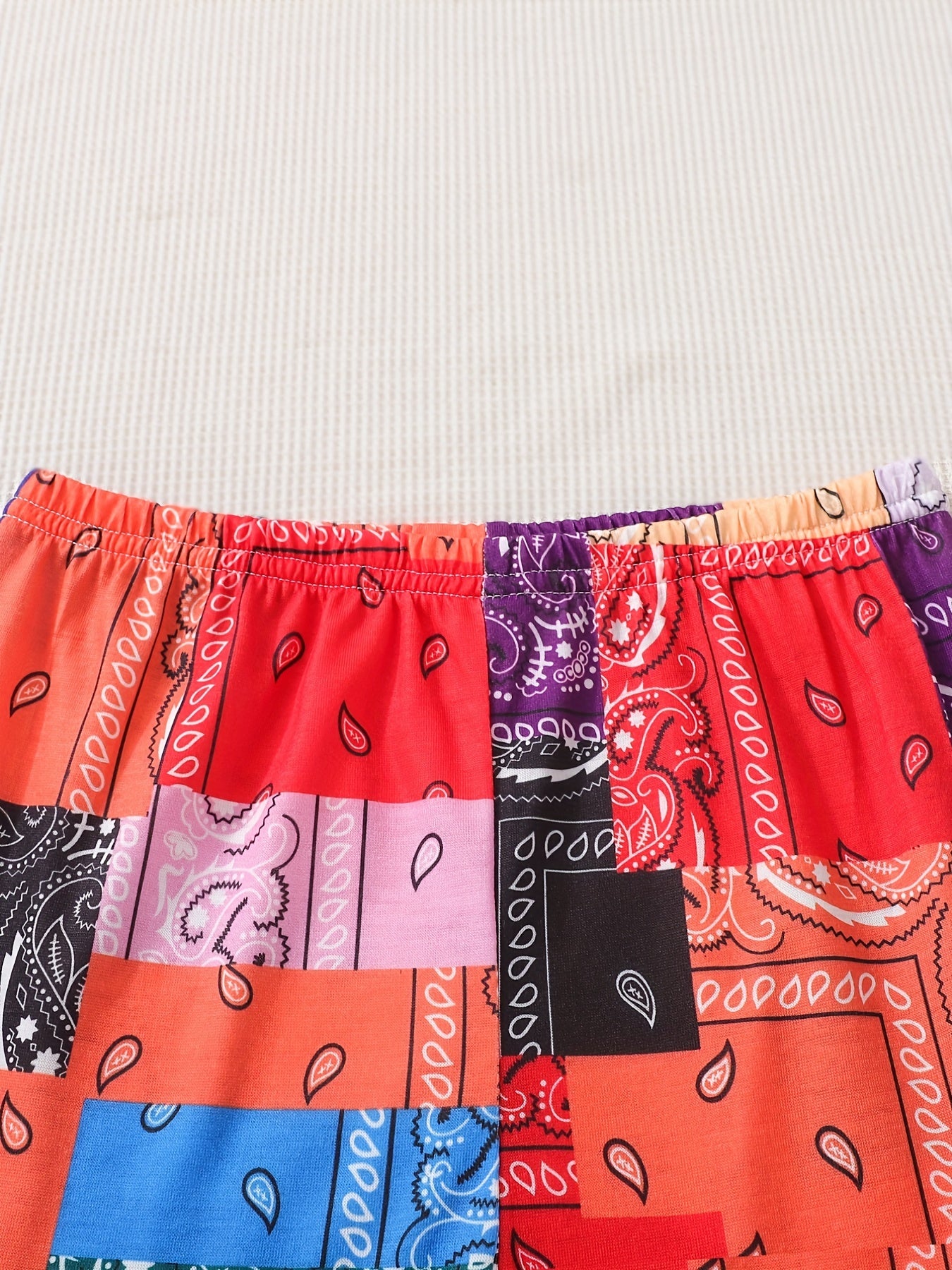 Girls' Colorful Geometric Shorts & Tank Top Set - Summer Outfit for Kids