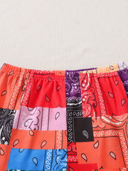Girls' Colorful Geometric Shorts & Tank Top Set - Summer Outfit for Kids