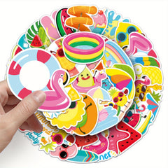 50pcs Summer Romance Stickers Vintage Vinyl Decals for DIY Luggage & Party