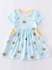 Toddler Girls Bee Floral Print Dress With Pocket