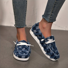 Women's Denim Canvas Sneakers Lace Up Non slip Sport Shoes
