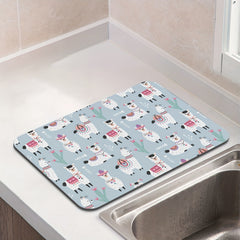 Absorbent Reversible Dish Drying Mat Heat Resistant for Kitchen Vintage