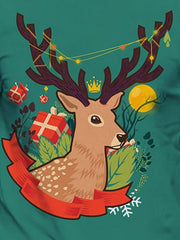 Christmas Reindeer Print T shirt Men's Casual Street Style Tee Shirt