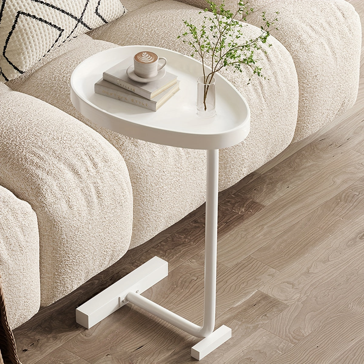 C Shaped Snack Table Portable And Space Saving Coffee Table