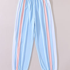 Kid Teen Girls Striped Sports Casual Active Trousers