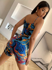 Butterfly Print Sleeveless Top & Shorts Set