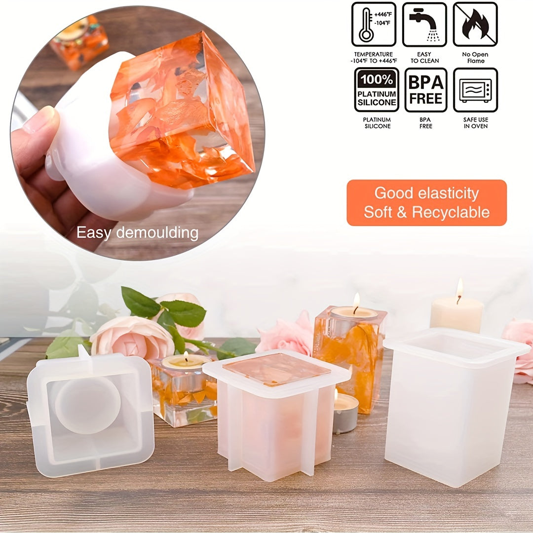 Square Tealight Candle Holder Silicone Molds for DIY Home Decor