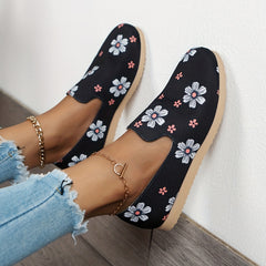 Women's Flower Pattern Slip On Sneakers Lightweight Outdoor Shoes