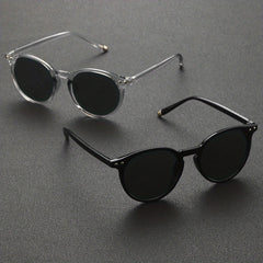 2 Pairs Men's Casual Round Frame Sunglasses with Case