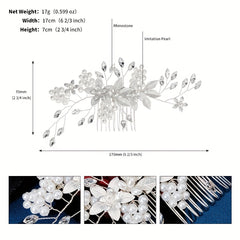 Faux Pearl Crystal Flower Hair Comb Bridal Wedding Hair Accessories