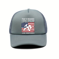Unisex Adjustable Baseball Cap with American Flag, Outdoor Sport Sunshade Hat