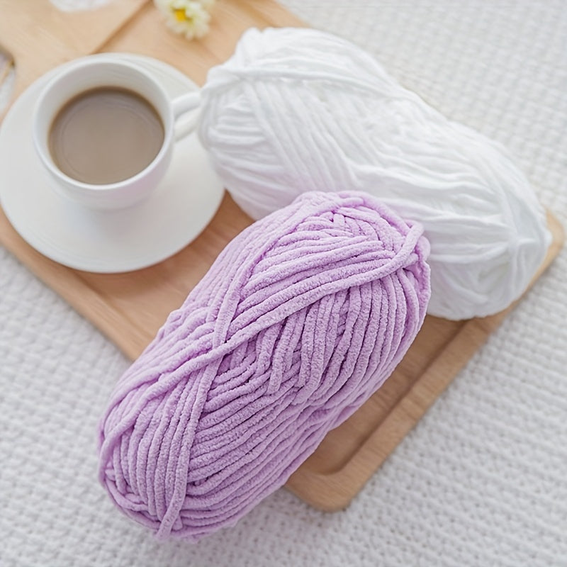Chunky Chenille Yarn for Knitting & Crocheting Hat Scarf Cushion 50g