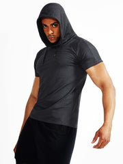Men's Breathable Short Sleeve Hooded Sport Shirt
