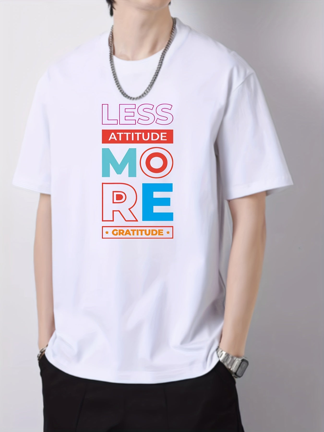 Men's Cotton Letter Print Active T-shirt for Summer