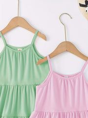 2pcs Toddler Girls Spaghetti Strap Swing Dress for Sunmmer