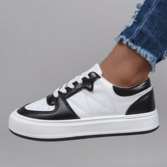 Women's Colorblock Platform Skate Shoes Breathable Low Top Sneakers