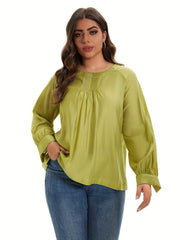 Solid Lantern Sleeve Blouse