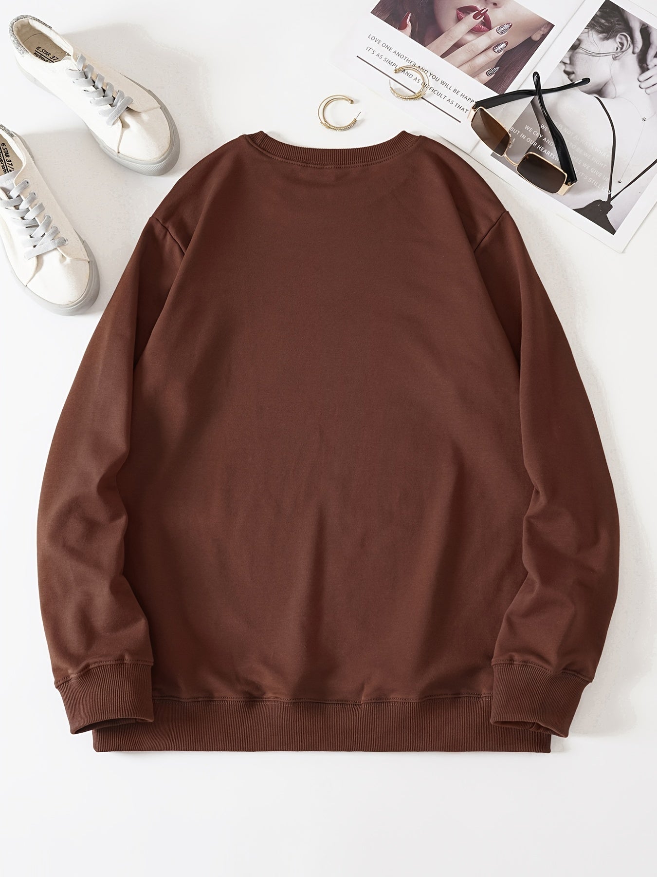 Leopard Heart Print Pullover Sweatshirt for Women
