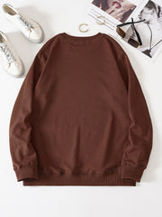 Leopard Heart Print Pullover Sweatshirt for Women