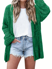 Cut Out Crochet Cardigan Long Sleeve Casual Beach Wear