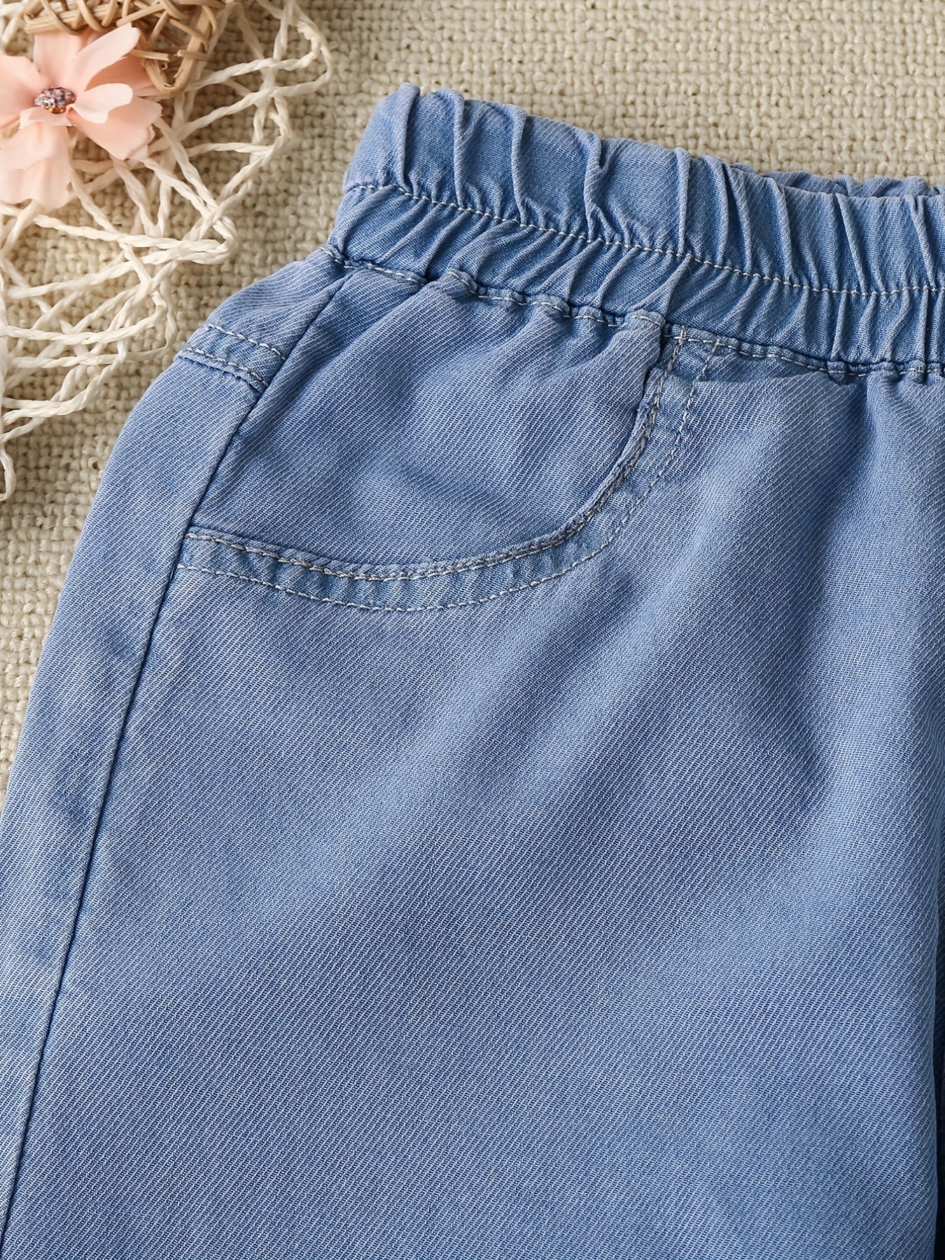 Girls Heart Embroidered Wide Leg Jeans for Spring Summer
