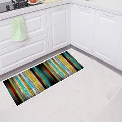 2pcs Vintage Wooden Waterproof Non Slip Kitchen Rug Set