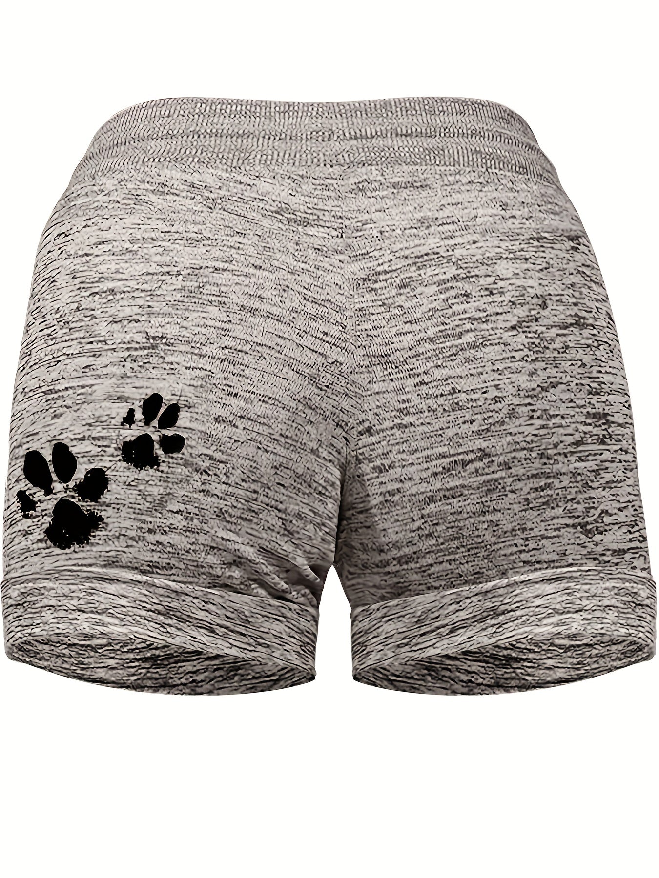 Dog Paw & Letter Print Drawstring Shorts with Pockets