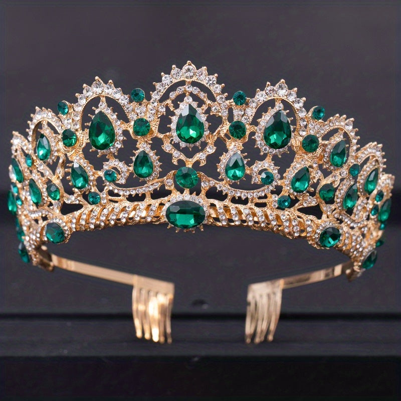 Baroque Crystal Crown Tiara Rhinestone Wedding Tiaras Women Prom Crowns