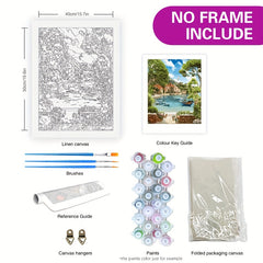 DIY Acrylic Paint By Numbers Kits Tree Lake Drawing Artwork Without Frame
