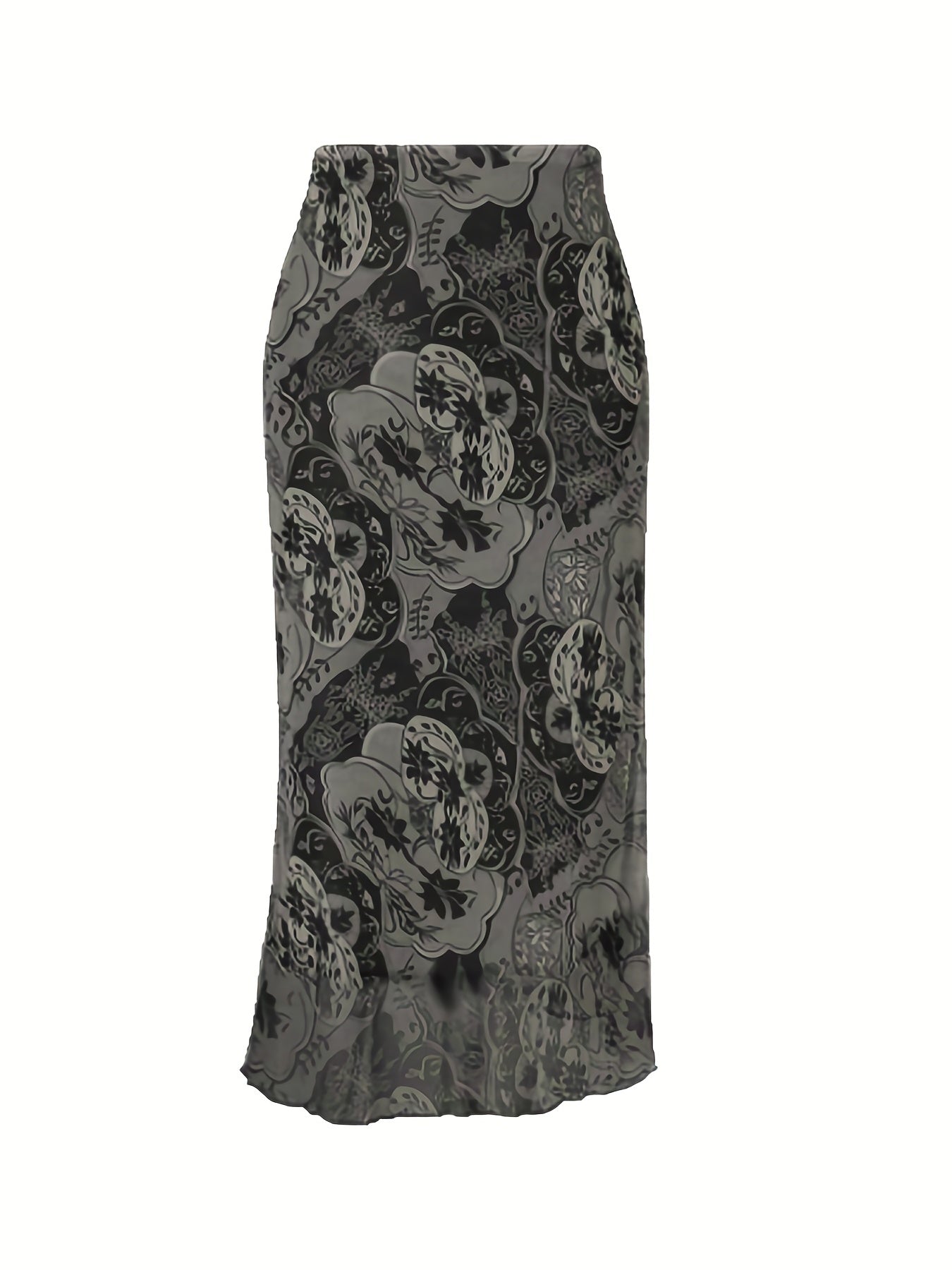 Vintage Floral Print High Waist Midi Skirt for Spring & Summer