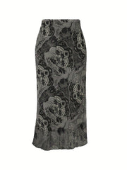 Vintage Floral Print High Waist Midi Skirt for Spring & Summer