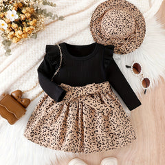 Baby Girl Leopard Print Dress Set with Hat & Belt