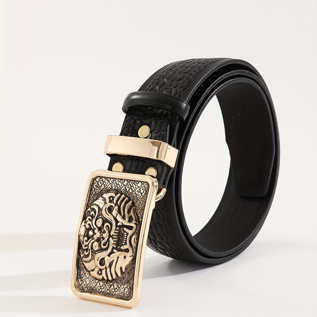 Men's Lion Pattern Buckle Belt For Father's