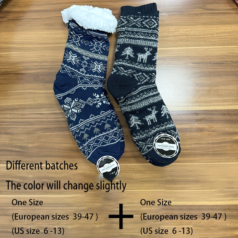 2 Pairs Thickened Home Socks for Autumn/Winter - Christmas Casual Floor Socks