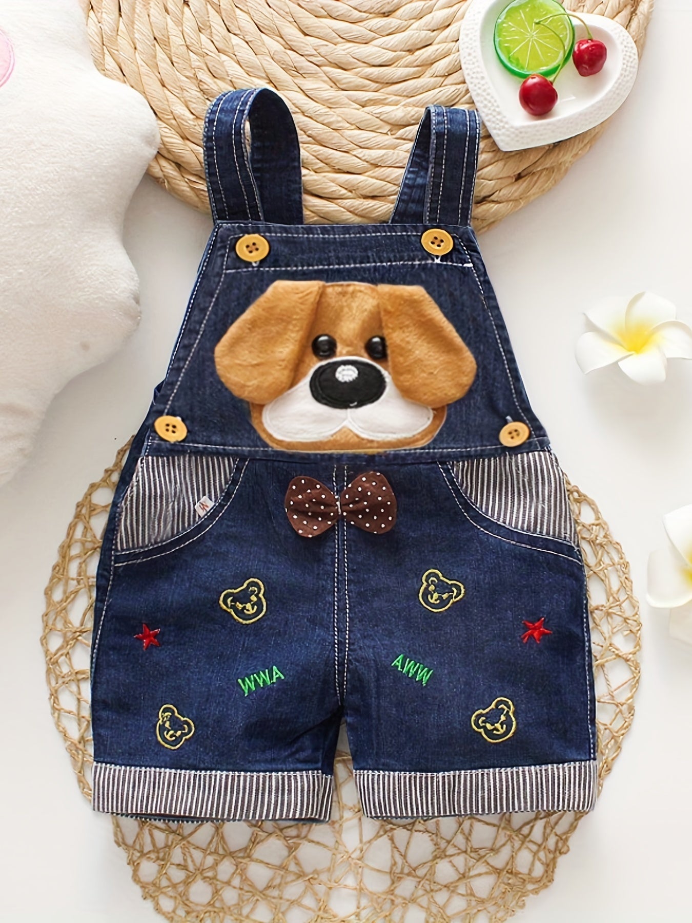 Lion Print Denim Overalls for Boys & Girls