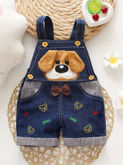 Lion Print Denim Overalls for Boys & Girls